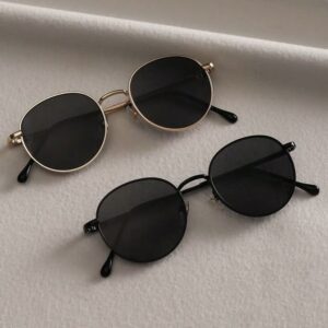 UV-Protected Full-Rim Round Sunglasses