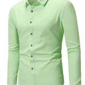 Light Green Stretch Plain Slim