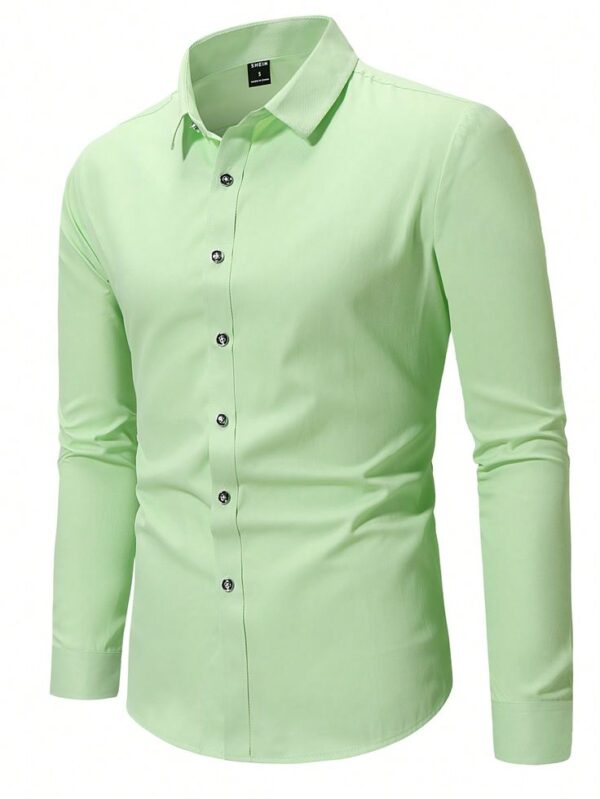 Light Green Stretch Plain Slim